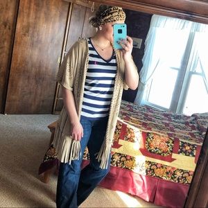 Suede Duster w/ Fringe & Laser Cut Detail